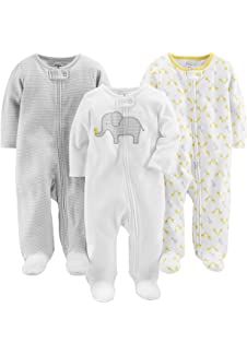 Unisex Babies'' Cotton Footed Sleep and Play, Pack of 3