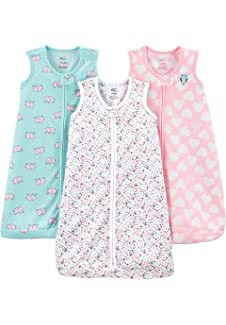 Baby Girls'' Cotton Sleeveless Sleepbag Wearable Blanket, Pack of 3