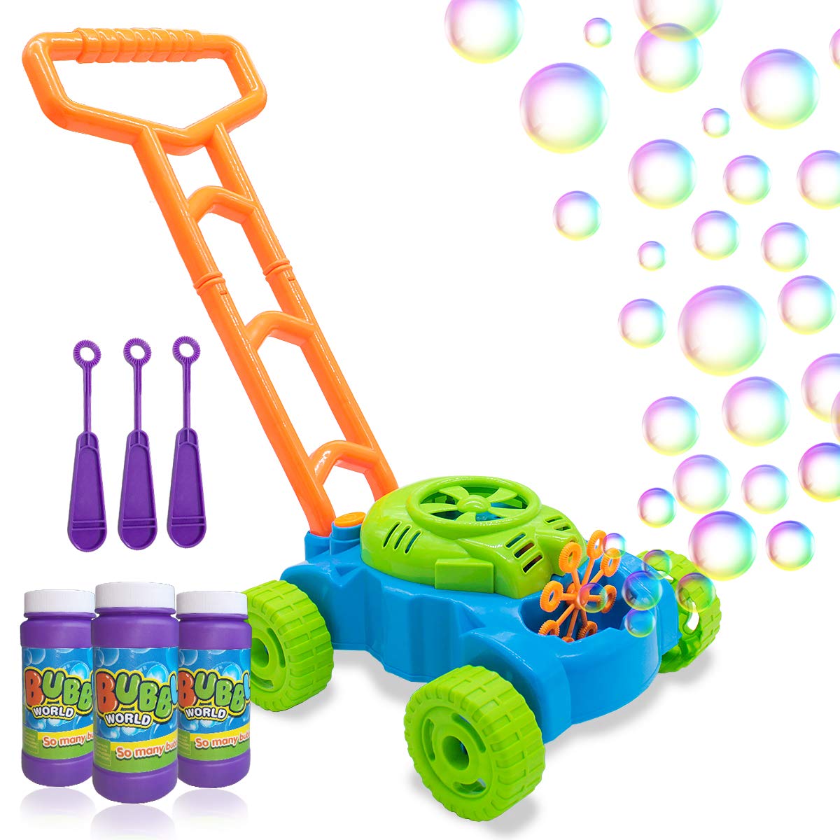 Lydaz Bubble Lawn Mower for Toddlers, Kids Bubble Blower Maker Machine, Summer Outdoor Push Toys, Christmas Birthday Gifts Easter Basket Stuffers Toys for Preschool Baby Boys Girls