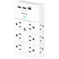 Multi Plug Outlet - Addtam Surge Protector Wall Mount with 12 Outlet Extender- 3 Sides and 3 USB Ports (1 USB-C), Outlet Splitter Power Strip for Home, Office, Hotel, White