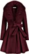 GRACE KARIN Women's Notch Lapel Long Puff Sleeve a Line Pea Coat with Self Tie Belt