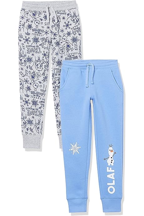 Disney | Marvel | Star Wars | Frozen | Princess Girls and Toddlers' Fleece Jogger Sweatpants, Pack of 2