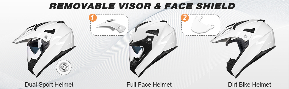 ILM motorcycle helmet for men women dual sport multi-function detachable sun visor face shield 