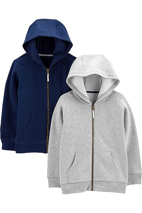 Toddlers and Baby Boys' Fleece Full-Zip Hoodies, Pack of 2