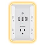 Outlet Extender with Night Light, 5 Outlet Surge Protector Power Strip with 3 USB Ports (1 USB C Port), BESHON 1800J 3 Sided Multi Plug Outlet Splitter for Home, Office, ETL Listed