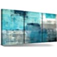 FYATHM Turquoise Wall Art Décor, Grey and Teal Wall Décor Art for Living Room 12&#39;&#39;x16&#39;&#39; Modern Abstract Canvas Painting 3 Piece Canvas Wall Art Decor for Bathroom Bedroom Kitchen Office