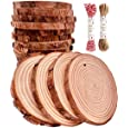 Unfinished Natural Wood Slices 20 Pcs 3.5-4 Inch Wood Coaster Sets Pieces Craft Wood kit Predrilled with Hole Wooden Circles Great for Arts and Crafts Christmas Ornaments DIY Crafts Rustic Wedding