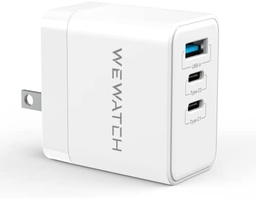 USB C Charger, WEWATCH 65W Foldable Plug Fast Wall Charger 3 Port GaN Tech PD 3.0 PPS Compatible with MacBook Pro/Air, Dell XPS, iPad Mini/Pro, iPhone 13/13 Pro Max/iPhone 12, Galaxy S21