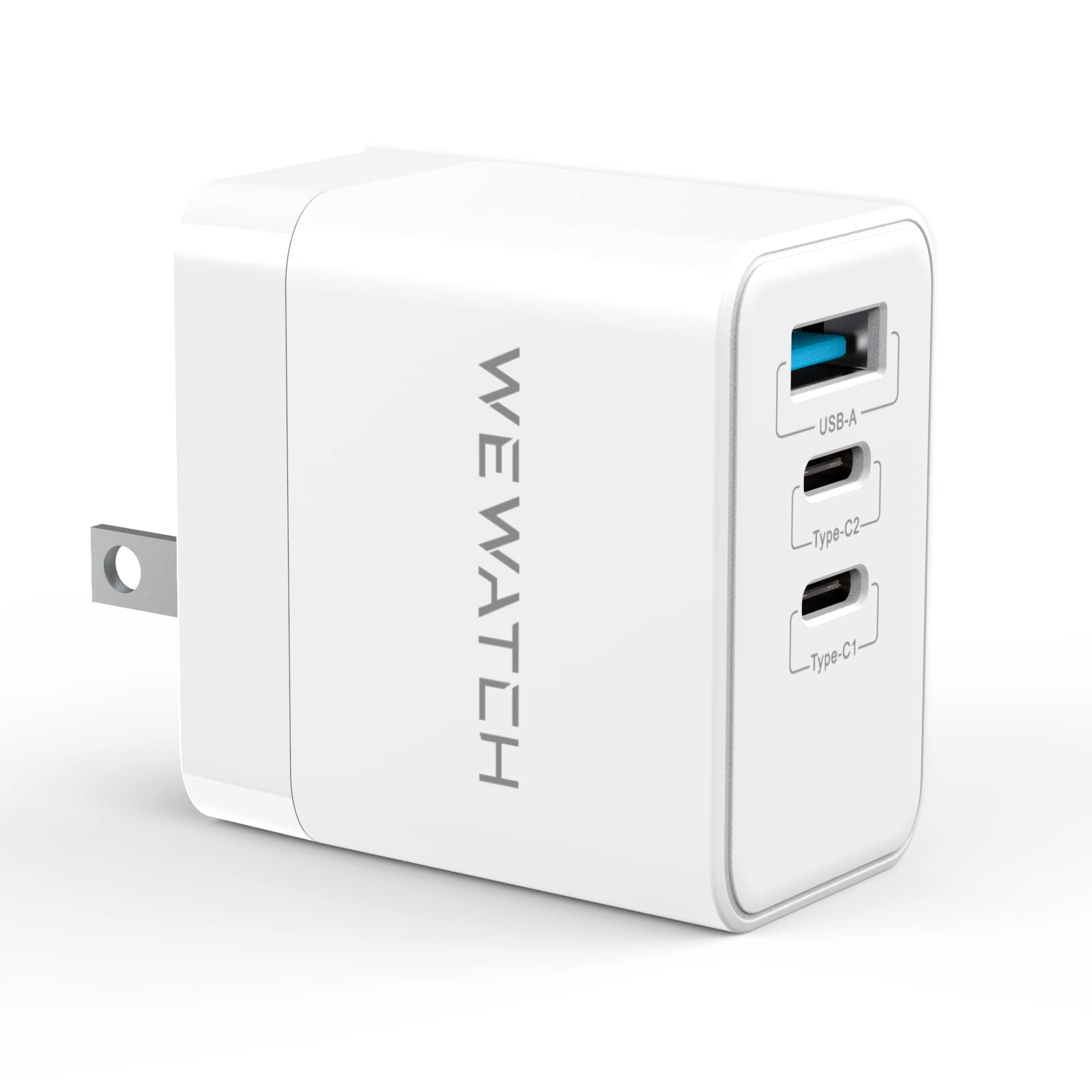 USB C Charger, WEWATCH 65W Foldable Plug Fast Wall Charger 3 Port GaN Tech PD 3.0 PPS Compatible with MacBook Pro/Air, Dell XPS, iPad Mini/Pro, iPhone 13/13 Pro Max/iPhone 12, Galaxy S21