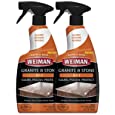 Weiman Granite Cleaner Polish and Protect 3 in 1 - 2 Pack - Streak-Free, pH Neutral Formula for Daily Use on Interior &amp; Exterior Natural Stone