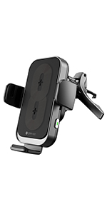 Wireless Car Charger, ZeeHoo Dual Coils 15W Fast Charging Auto-Clamping Car Mount