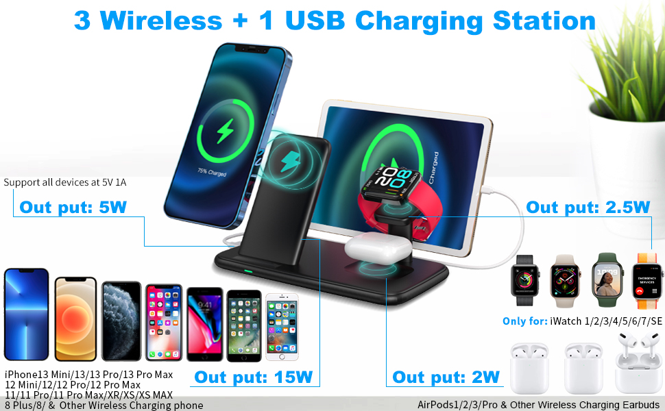 Wireless Charger 4 in 1 Wireless Charging Station