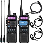 TIDRADIO UV-5R Ham Radio Handheld High Power Walkie Talkie Two Way Radio 144-148Mhz/420-450Mhz with Rechargeable 3800mAh Extended Battery TD-771 Antenna Earpiece and Programming Cable (2 Pack)