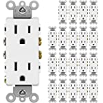 [20 Pack] BESTTEN 15 Amp Decorator Electrical Wall Outlet Receptacle, Non-Tamper-Resistant, 15A/125V/1875W, for Residential and Commercial Use, cUL Listed, White