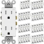 [40 Pack] BESTTEN 15 Amp Decorator Electrical Wall Receptacle Outlet, Child Safe Tamper Resistant, 15A/125V/1875W, Residential and Commercial Use, cUL Listed, White