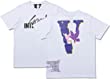 Big V Shirt Cotton Fashion Print Loose Hip Hop Letter V-Lone Short Shirt Couple Crew Top for Men and Women A-White