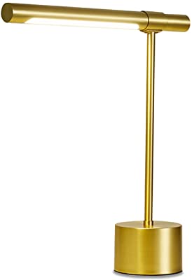 Bling All-Brass Mid Century Desk Lamp - Modern Gold Bankers Lamp Shade - 18-in LED Desk Light - Adjustable Gold Table Lamp - Study Desk Lamp - Bedside Reading Table Lamp - Polished Brass Lamp