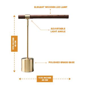 brass wood LED bankers lamp size dimensions