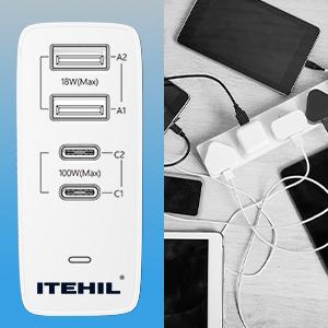 4-port fast wall charger type c wall charger