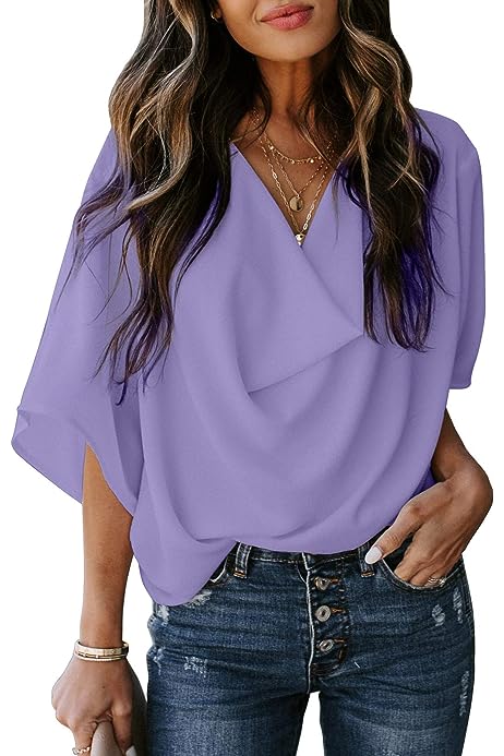 Womens Blouses and Tops Short Sleeve Chiffon Shirts and Tops