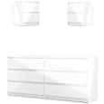 Home Square 3PC Set with 2 Nightstands and 1 Double Dresser in White Gloss