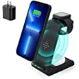 Wireless Charging Stand, Muleug 3 in 1 Wireless Charger Charging Station Dock for Apple Watch 7 SE 6 5 4 3 2, Airpods Pro, iPhone 13Pro Max/13 Pro/13/12/11/11 Pro/X/Xr/Xs/8 Plus (with QC3.0 Adapter)