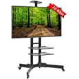 ABCCANOPY TV Cart Rolling Trolley Mount TV Stand w/Wheels and Adjustable Shelf for 32-65 Inch LED LCD OLED Flat Screen, Plasma TVs TV Monitors