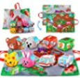 teytoy Soft Car Toy Set with Play Mat for 1 Year Old Baby Toddlers Boys&amp;Girls ( 4 Vehicles 4 Animal Stuffed Dolls and a Play mat/Storage Bag)  | Baby Toys 12-18 Months| Toys for 1 Year Old boy