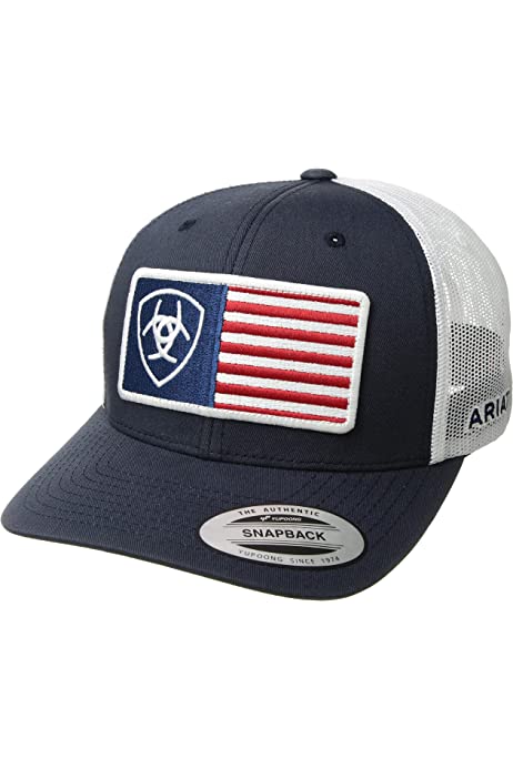 Men's Shield Flag Center Patch Mesh Cap, Blue, One Size