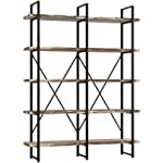 IRONCK Bookshelf, Double Wide 5-Tier Open Bookcase Vintage Industrial Large Shelves, Wood and Metal Etagere Bookshelves, for Home Decor Display, Office Furniture