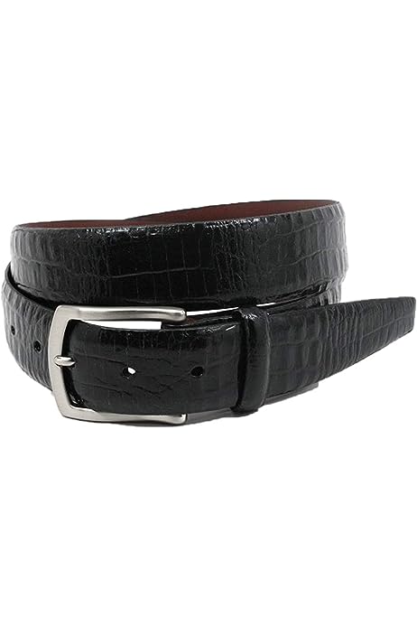 X-Long Alligator Embossed Glazed Calfskin Belt - Black