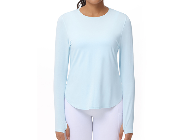 Women''s Long Sleeve Workout Shirts Lightweight Cotton Running Yoga Tops with Thumb Hole