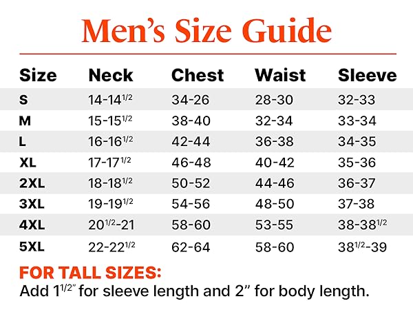 Size chart, small, large, big, tall, xl, 2xl, 3,xl, 4xl, 5xl, medium, large, extra large, inches