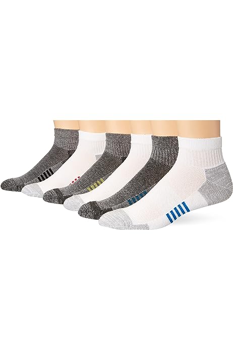 Men's Performance Cotton Cushioned Athletic Ankle Socks, 6 Pairs