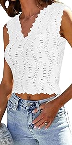 eyelet crop tank top