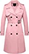 FARVALUE Women's Long Trenchcoat Double Breasted Trench Coat Water Resistant Classic Peacoat with Belt