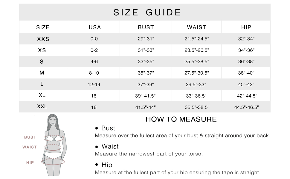 Tempt Me Size Chart