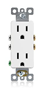 Decorator Receptacle, Standard Electrical Wall Outlet, Straight Blade Decorative Duplex Outlet