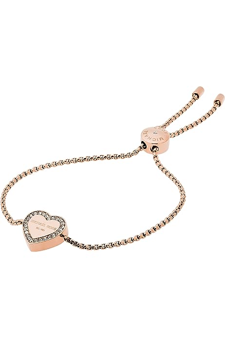 Women's Stainless Steel Rose Gold-Tone Slider Bracelet with Crystal Accents