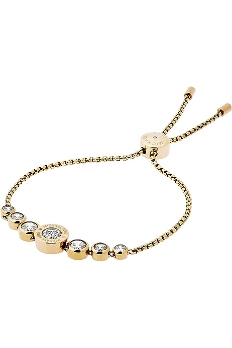 Women's Logo Gold-Tone Stainless Steel and Crystal Slider Bracelet (Model: MKJ5334710)