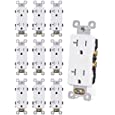 AIDA Decorative Receptacle Outlet, 20Amp 125V Outlets, TR Electrical Outlet, Residential, 3-Wire, Self-Grounding, UL Listed, White (10 Pack)