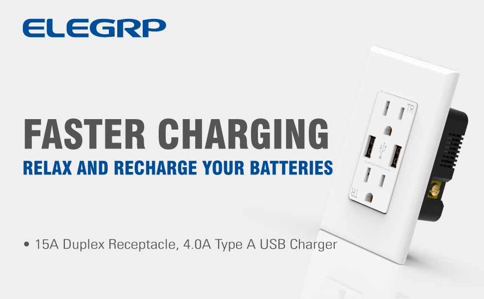 15A Duplex Receptacle 4.0A Type A USB Charger