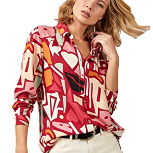 red blouses shirts for women