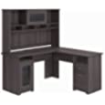 Bush Furniture Cabot L Shaped Desk with Hutch in Heather Gray