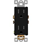 ENERLITES Rêve Collection Luxury Decorator Receptacle, Child Safe Tamper-Resistant Outlet, Matte Finish, Residential Grade, Self-Grounding, 2-Pole, 3-Wire, 15A 125V, UL Listed, R61501-TR-BK, Black