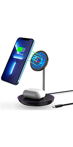 2 in 1 iphone wireless ma gsafe charger