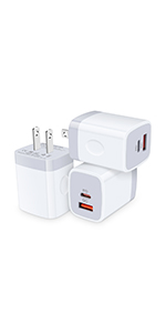 3 pack dual port wall charger