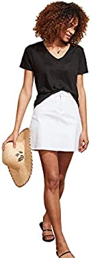 vineyard vines Women's Raw Hem White Jean Skirt