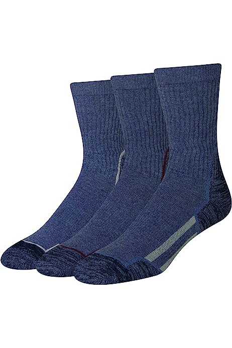 Men's Cushioned Hiking Crew Socks, 3 Pairs