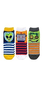 Jefferies Socks Boys Robot Alien Zombie Fun Novelty Pattern Crew Socks 3 Pack